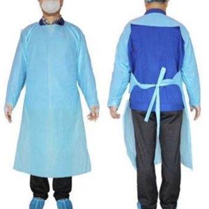 Eldiven CPE Koruyucu Giyim Tek Kullanımlık İzolasyon Abiye Takım Elastik Manşetleri Anti Toz Önlük Açık