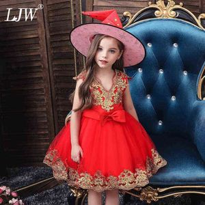 Varejo Novo Sequin Bordado 1-12 Anos Bebê Menina Dress Girls Girls Kids Party Dress Bow Tutu Princesa Vestido Elegante G1129