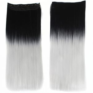 Ombre Sentetik Klip Saç Uzantıları Bir Adet 5Clips 22 inç Ponytails Kadınlar için Düz Hairpieces