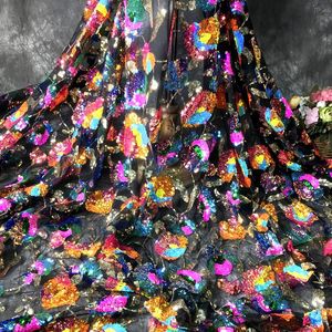 Kumaş Lasui 1 Yard Muhteşem Renk Pullu Küme Çiçek Parlak Eksiklik Örgü Elbise High-end Özel Tasarımcı X0770