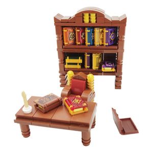 Creator City Kitaplık Mum Masası Sandalye Kitap Mobilya Filmler Çocuk Oyuncakları Çocuklar Arkadaşlar Şehir Yapı Taşları Q0624