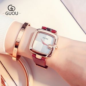 Sichu1-U1 Guou Bayanlar Yeni Unisex Kare İzle Trendy Deri Kuvars Hareketi Patlama