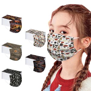 Cadılar Bayramı Tek kullanımlık baskılı maske ile 3 kat eriyik üflemeli Spun dantel bez çocuk yetişkin balkabağı maskeleri