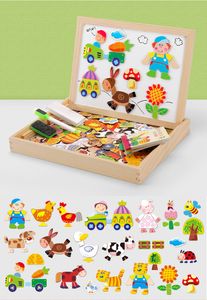 Model Building Kits toys Wooden Magnetic Puzzle Figure/Animals/ Vehicle /Circus Drawing Board 5 styles Educational Toys for Children Gift GYH