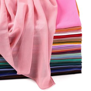 Muslim Plain Bubble Chiffon Hijab Scarf Women Solid Color Soft Long Shawls and Wraps Head Scarves Ladies Hijabs