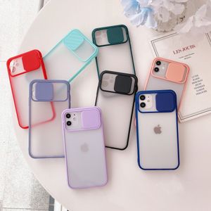 Buzlu Saydam Darbeye Dayanıklı Lens Slayt Telefon Kılıfları Kapak iphone 13 12 Mini 11 Pro Max XR SE 8 7 6 Artı Samsung S21 Note20 S20 Kamera Hard Case