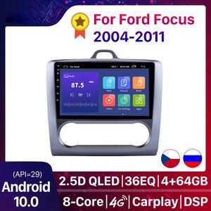 2 DIN Araba DVD 9 Inç Android 10.0 Oyuncu DSP GPS Navigasyon 2004-2011 Ford Focus Exi için Dokunmatik Ekran Dört Çekirdekli Radyo