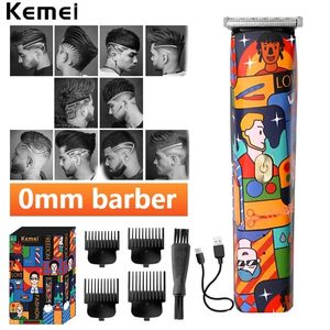 KEMEI KM 5017H T-Shape Trimmer Mens Profissional Moda Graffiti Hair Clipper Acabamento De Corte De Cabeleireiro