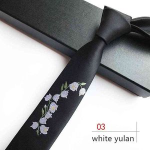 Персонализированное 5см узкое галстук белый yulan вышивка галстука узкое галстук формальное платье аксессуары подарка на день рождения