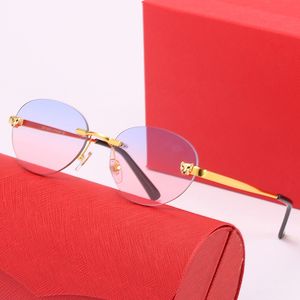 Tuhaf gözlük erkek güneş gözlüğü kadın tasarımcı carti gözlük Oval Çerçeve Kompozit Metal Güneşlik Çerçevesiz Moda Dekoratif Reçete panter göz gözlük