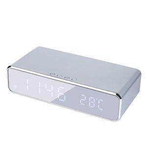 Электрический светодиодный будильник с телефоном Беспроводное зарядное устройство Настольный цифровой термометр часы HD зеркальные часы со временем