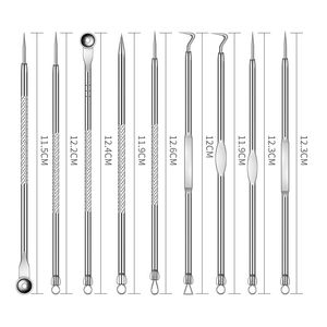 Pimple Popper Tool 9 PCS Comedone Extractor Extractor Kit для быстрого и легкого удаления прыщей с краными головками с удалением ухода за лобом и носом