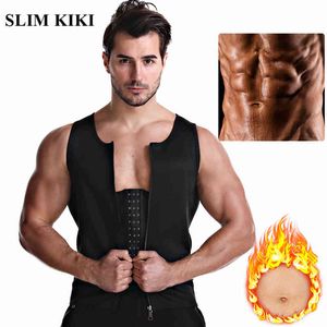 Erkekler Ter Yelek Neopren Sauna Suit Korse Vücut Kilo Kaybı için Fitness Yağ Burner Giyotin Bant Fermuar Tank Top Gömlek