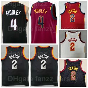 Maglia da basket da uomo Evan Mobley 4 Collin Sexton 2 Pantaloncini corti Team Colore Rosso Bianco Nero Ricamo e cucito Traspirante per gli appassionati di sport Traspirante Alta qualità