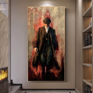 Tommy Shelby Portre Posterler ve Baskılar Peaky blinders Graffiti Sanat Tuval Resimleri Ev Dekorasyon için Duvarda Hiçbir Çerçeve