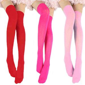 Candy Color Thigh High Stockings Sexy Cosplay Women Warm Stocking Nightclub Elastic Medias For Sexy Lingerie Y1119
