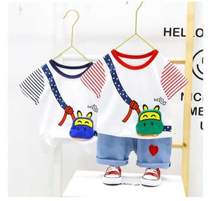 0-5 Yıl Yaz Kız Giyim Seti Rahat Moda Karikatür Aktif T-Shirt + Pantolon Çocuk Çocuk Bebek Toddler 210615