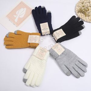 Gebürstete Damen-Jacquard-Touchscreen-Handschuhe aus gebürstetem Strick, neuer Kaschmir-Handschuh im Japan-Korea-Stil, warmer Winterhandschuh