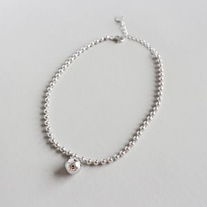 Простые круглые бусинки для женских браслетов для женщин -настоящих 925 серебряного серебряного браслета на ногах.