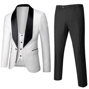 2022 Klas Siyah Düğün Smokin Mens Suits Slim Fit Şal Yaka Balo Bestman Groomsmen Blazer Tasarımları 3 Parça Set (Ceket + Yelek + Pantolon + Yay) Özel Yapılan Gerçek Görüntü B2023