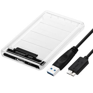 2.5 Inch External Hard Drive Enclosure USB3.0 to SATA Portable Clear HDD SSD Case Support UASP Tool-Free XBJK2112