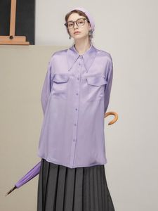 Женская футболка irinach519 осень зима 2021 коллекция оригинальный дизайн острый воротник с длинным рукавом атласная шелковая рубашка
