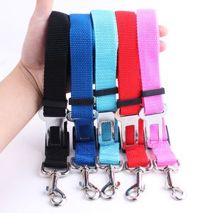 Pet Kedi Köpek Araba Emniyet Kemeri Ayarlanabilir Naylon Malzeme Tasmalar Küçük Ve Orta Köpek Seyahat Koltukları Için Kemerler Köpekler Çekiş Halat 2.5 CM 7 Renk Toptan B20