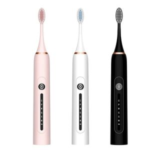 USB Sonic Electric Toothbrush Timer Pincel 6 Modo Recarregável com 4 Dentes Headstooth Brushes Replacement Heads Set - Branco