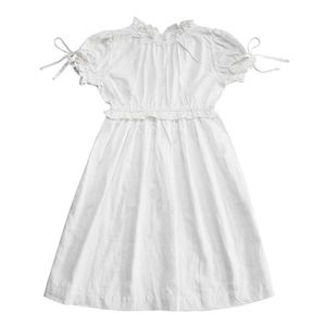 vestito estivo da ragazza in puro pizzo bianco carino vestito da principessa a maniche corte a palloncino vestito da bambina 210701