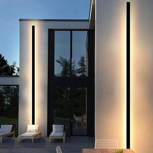 Açık Duvar Lambaları LED Işık Uzun Modern Su Geçirmez IP65 Villa Porch Bahçe Lambası Dış Siyah Aplikler