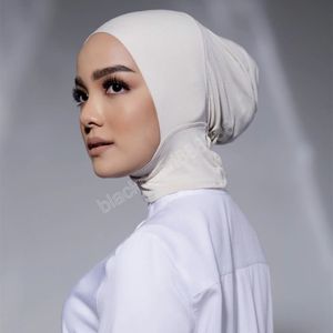 Modale Damen-Unterschal-Turban-Mütze, einfarbige Hijab-Mütze, islamische muslimische weiche Stretch-Hijab-Mütze, bereit zum Tragen