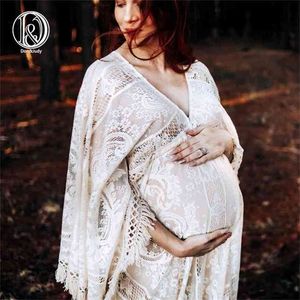 DONJUDY BOHO V Yaka Uzun Kollu Dantel Annelik Kıyafeti Pogny Elbise Parti Elbiseler Için Bebek Duş Sahne 210922