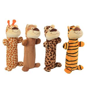 Dog Toys жует охрану окружающей среды дизайн без набивки щенка жевательные игрушки плюшевые щенки игрушка для маленьких и средних собак льва жираф тигр леопард