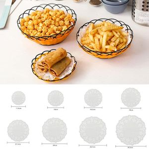 Tek Kullanımlık Yemek Takımı 140 Sheets/Paket Yuvarlak Kızarmış Mat Dantel Kağıt Doilies Mutfak Araçları Dekoratif Sofra Placemats Paspasları