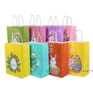 Newgift Wrap Paskalya Çantaları Renkli Craft Kağıt Torba Şeker Çerezler Çocuklar Için Ambalaj Doğum Günü Partisi Tedarik El Sanatları Dekorasyon RRD12834
