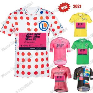Yarış Ceketler EF Takımı 2021 Bisiklet Jersey İtalya Fransa Tur Giyim Pembe Sarı Yeşil Polka Dot Yolu Yarışı Bisiklet Gömlek MTB Maillot