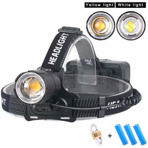 High-Power 50000 Lumens XHP70 LED Rechargeable Headlamp, 3 Modes Zoomable Waterproof Headlight, Hunting Head Flashlight 206 W2