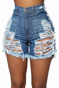 Женские разорванные джинсовые уничтоженные середины подъема растягивающиеся Бермудские шорты джинсы 5 Размер цвета (S-2XL)