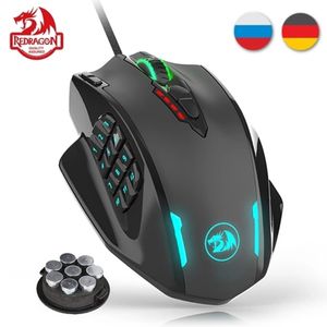Redragon M908 Wired Laser Gaming Mouse, 12400 DPI, with 19 Programmable Buttons and RGB LED, High Precision MMO