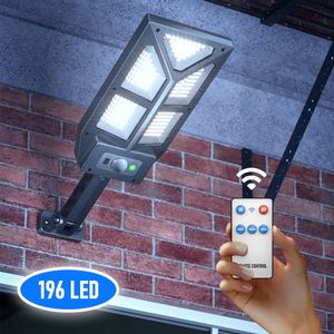 196 LED Solar Street Lamps Outdoor Motion Sensor 3 Light Mode Waterproof Security Lighting Solar Lamp for Garden Patio Yard
