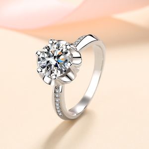 Silver 925 Original Brilliant Cut Diamond Test Past 1 Carat D Color Moissanite Plum Blossom Ring for Women Gemstone Jewelry Gift