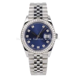 Relógios masculinos 36 mm 126284 calendário mostrador azul mecânico automático novo foto real prata jubileu pulseira diamante bisel relógios de pulso