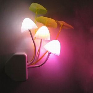 Novelty Creative Night Light EU   US Plug Light Sensor 3 LED Colorful Mushroom Lamp AC110V 220V Night Lights for Baby Bulbs AC