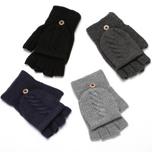 Women Half Finger Winter Warm Thicken Gloves Girls Knitted Flip Fingerless Exposed Gloves Mittens Outdoor