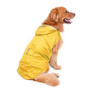 Hundebekleidung, Haustier-Dot-Jacke, Kapuzenpullover, Regenmantel, winddicht, wasserdicht, große Größe, mit Kapuze, reflektierende Streifen