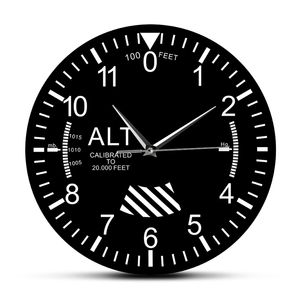 Классический альтиметр круглые настенные часы современный альтиметр прибор стиль настенные часы пилота воздушный самолет высоты измерения дома декор 210310