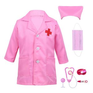 100-160 см Детский доктор медсестра униформа косплей для мальчиков девочек Хэллоуин карнавал модных вечеринок Performance Costumes Toys устанавливает Y0913