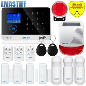 Newest Wireless Home Security WIFI GSM SIM card EN RU ES PL DE Switchable Smart Alarm system Tuya APP RFID Remote Control