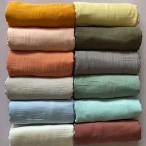 Детские бамбуковые хлопковые одеяла Newborn Swaddling детская постельное белье сплошной простой цвет Муслиновая пеленатканая плита 120x120см M3629
