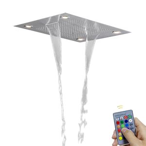 Fırçalanmış Nikel 80x60 cm LED Kontrolü Ile Banyo Duş Bataryası Uzak Panel Yağış Gizli Duş Başlığı Şelale